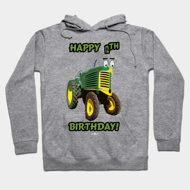 Happy 12th birthday tractor design Hoodie by seadogprints